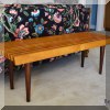 F09.Mid Century Modern slatted bench. 16”h x 48”w x 17”d 